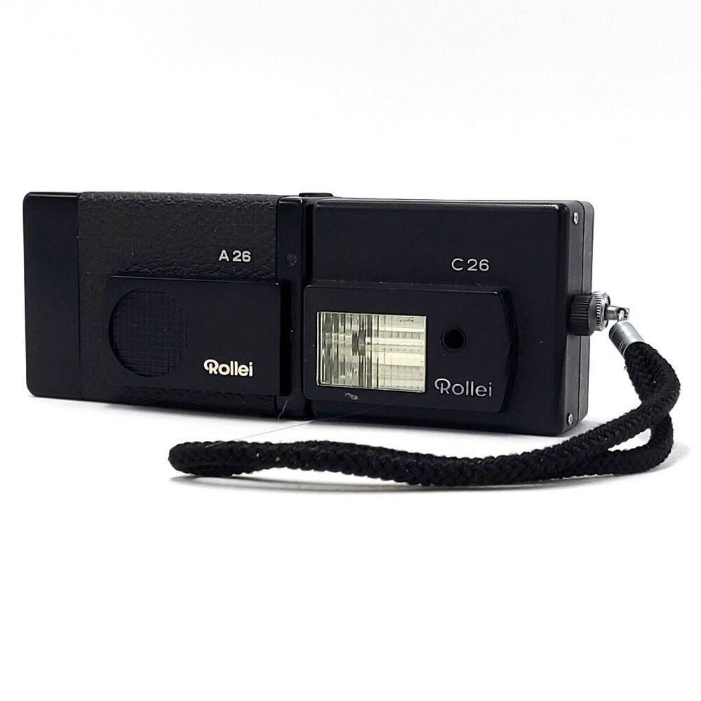 Rollei A26 Camera & C26 Flash Gun - Zeiss Sonnar Lens - German Design Vintage